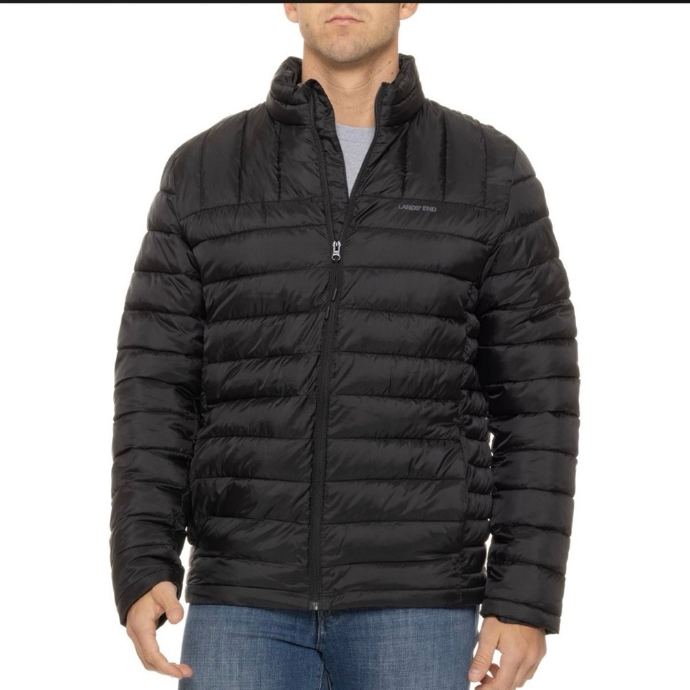 Land’s End Insulated Packable Puffer Jacket Black Size XL Gorpcore Urban Minimal
